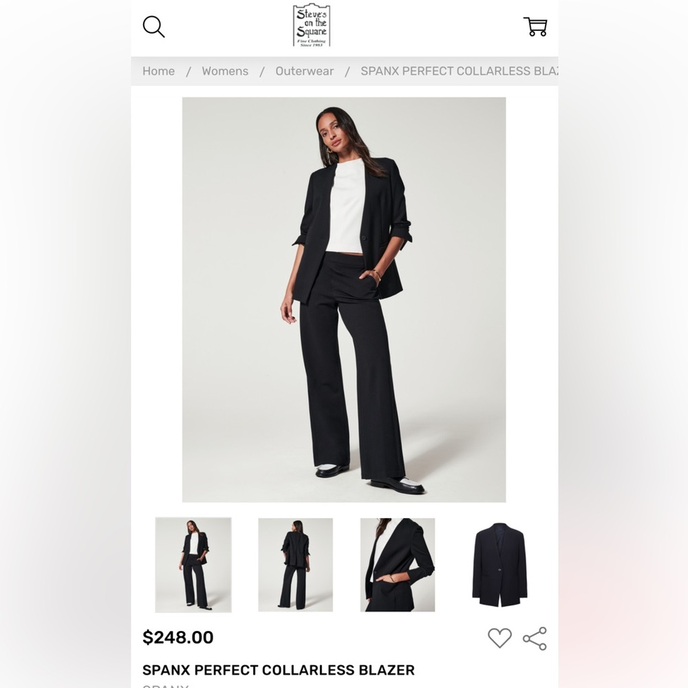 SPANX Black Perfect Collarless Blazer